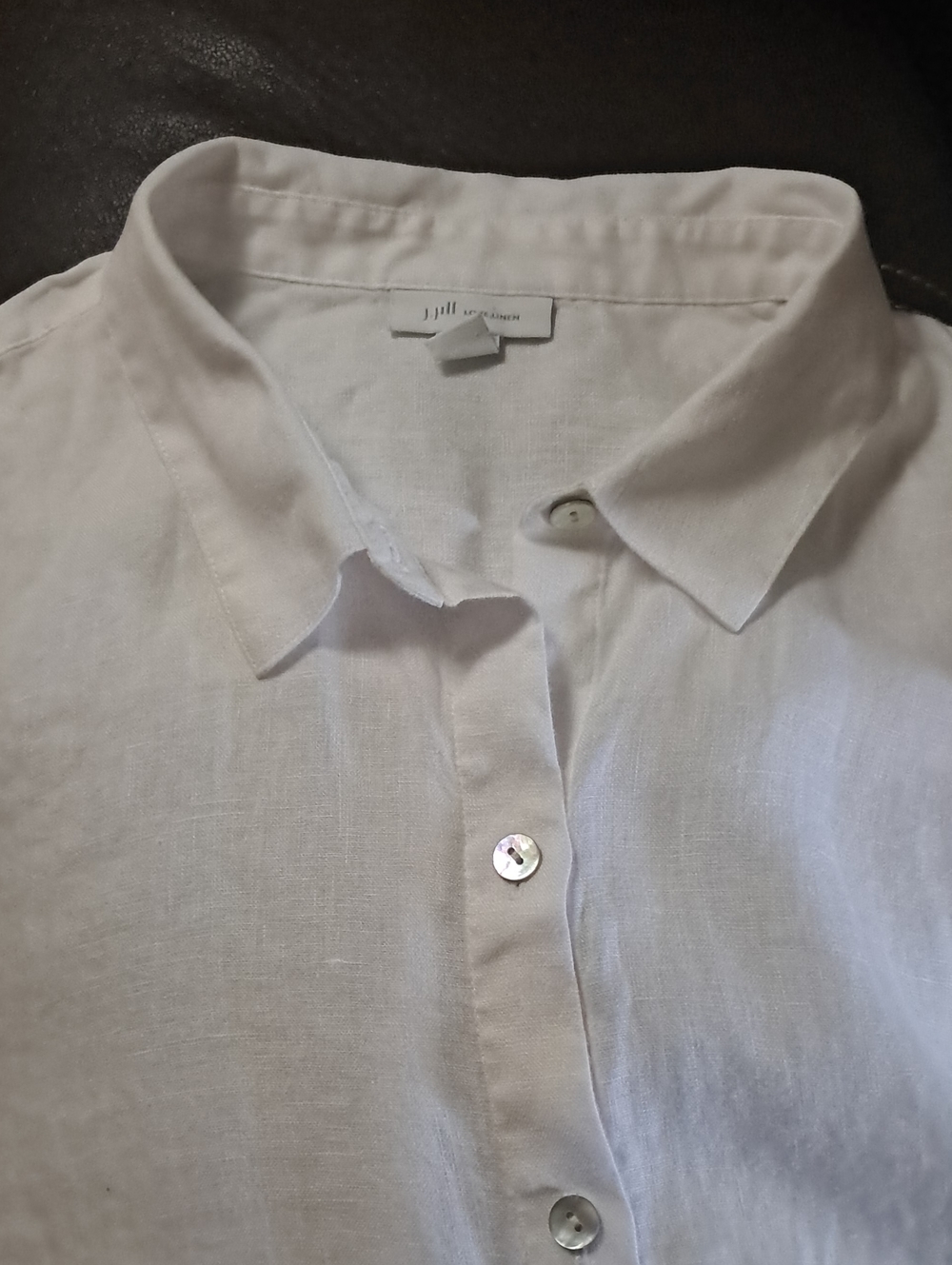 J Jill Love Linen Classic White Linen Button Front Shirt Preppy Resortwear Vacay - Picture 4 of 10